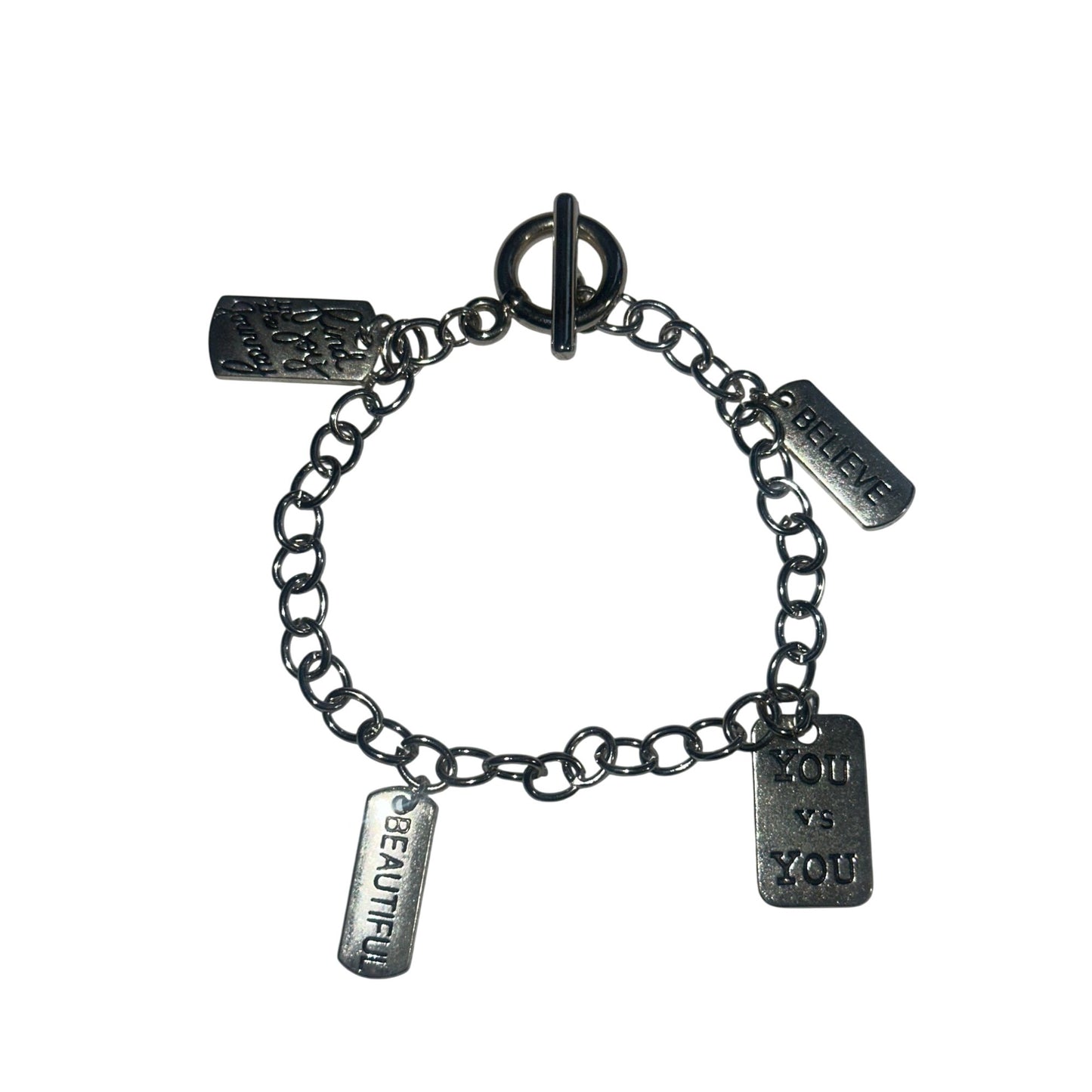 Charming Silver Inspirational Charm Bracelet With Positive Affirmations