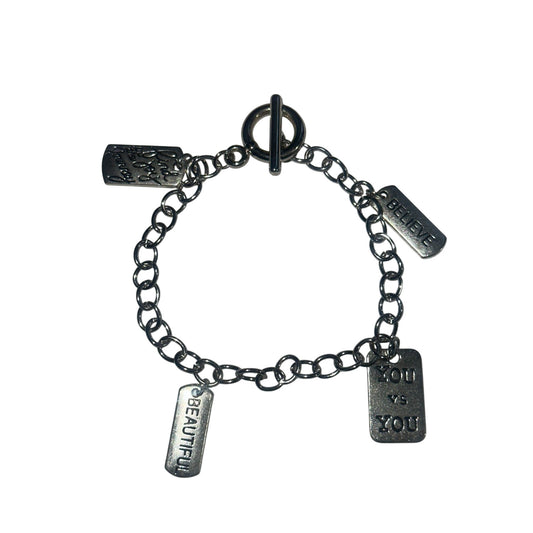 Charming Silver Inspirational Charm Bracelet With Positive Affirmations