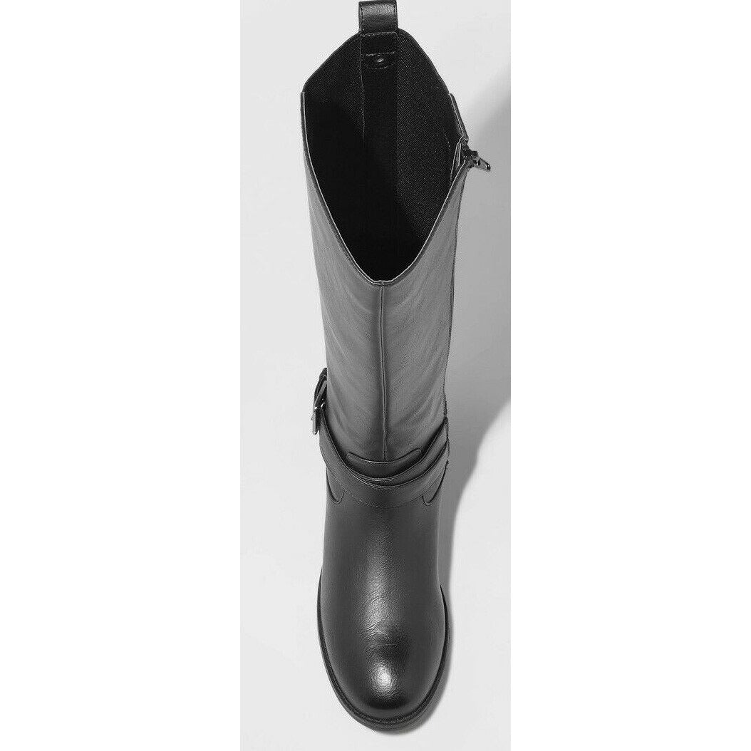 Women’s Wendy Faux Leather Buckle Riding Boots-A New Day - Variety Sales Etc.