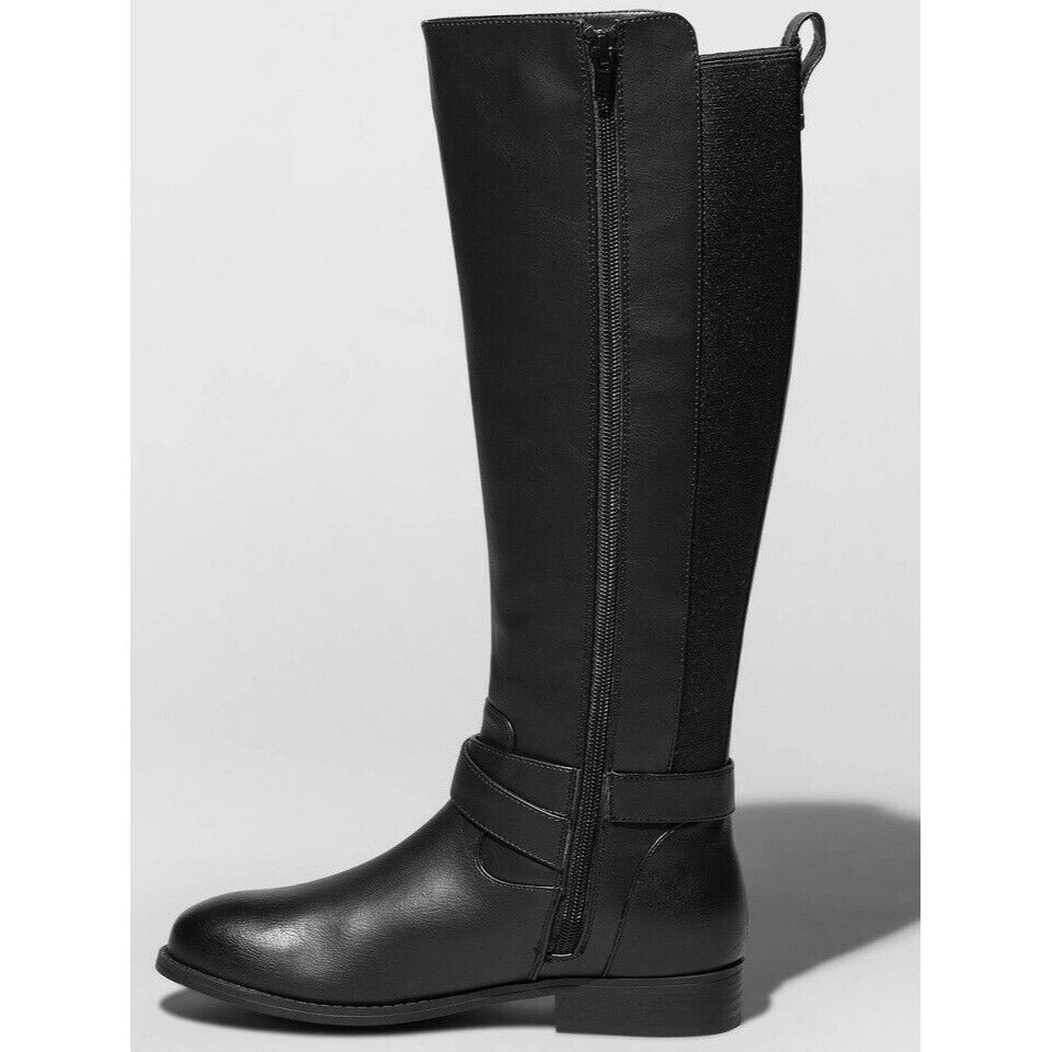 Women’s Wendy Faux Leather Buckle Riding Boots-A New Day - Variety Sales Etc.