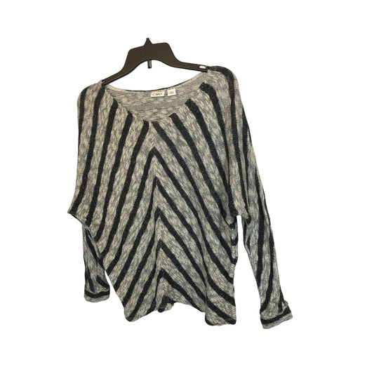 CATO Women’s Black Striped White and Gray Sweater Scoop Neck Pre-Owned Size L