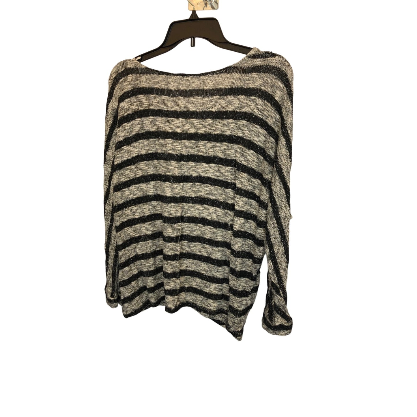 CATO Women’s Black Striped White and Gray Sweater Scoop Neck Pre-Owned Size L