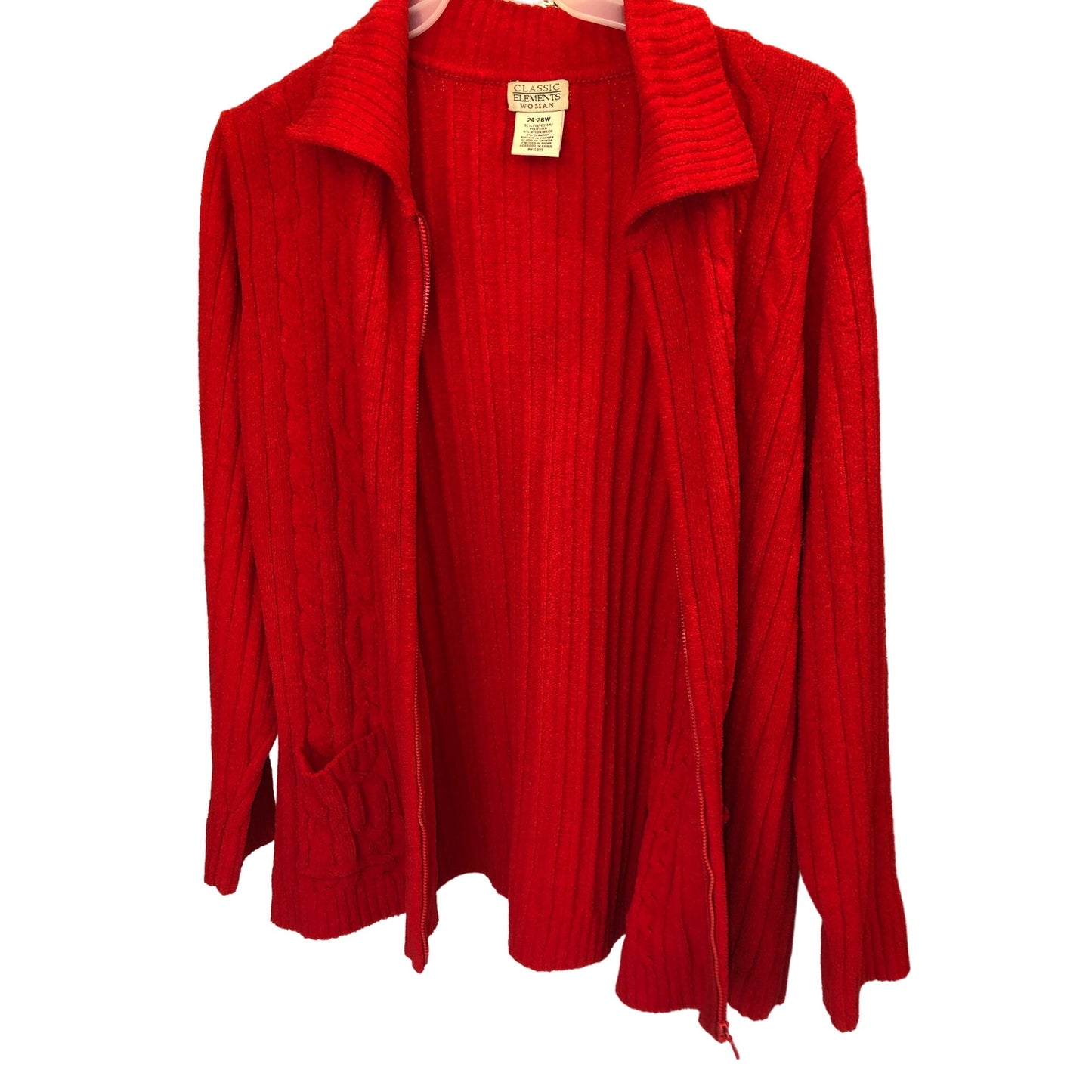 Vintage Classic Elements Woman Red Zip up Sweater Pre-Owned Size 24-26W