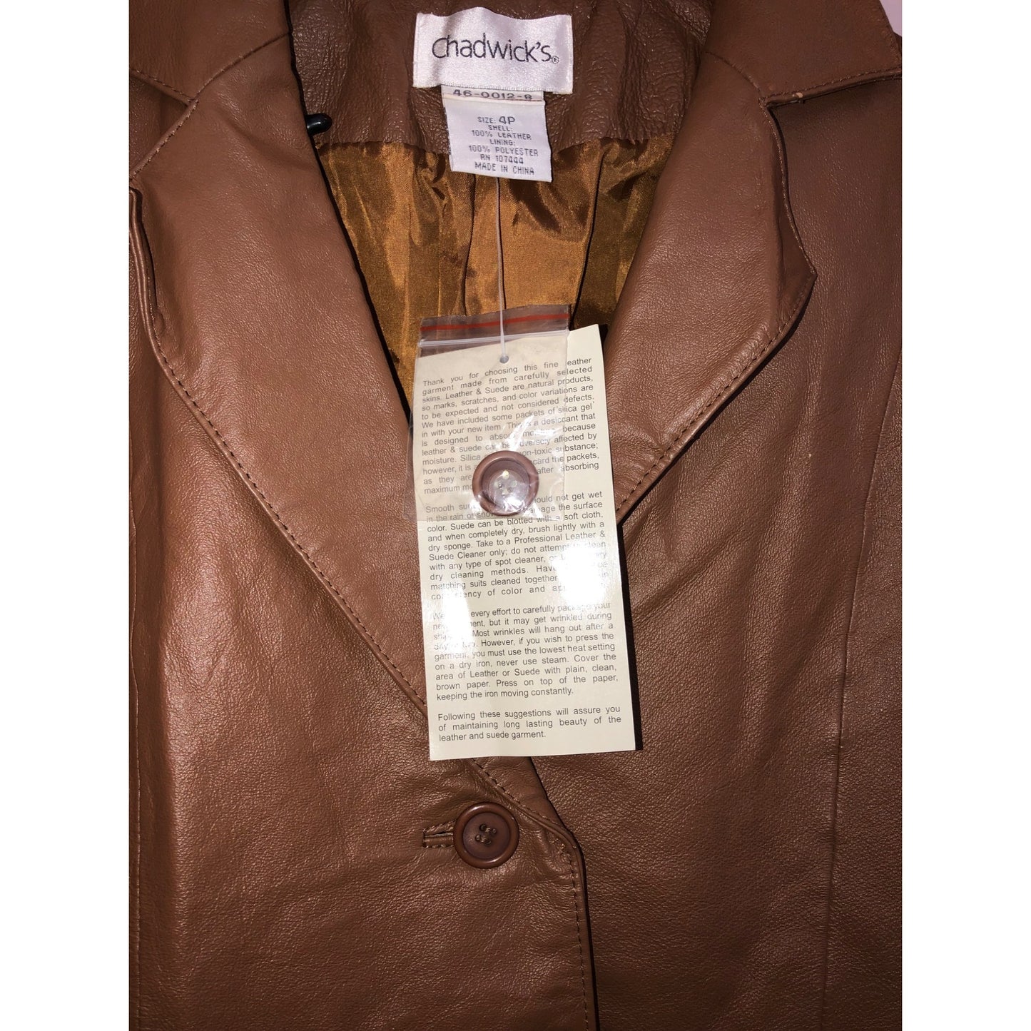 Chadwick's Brown Genuine Leather Jacket SIZE 4P NWT