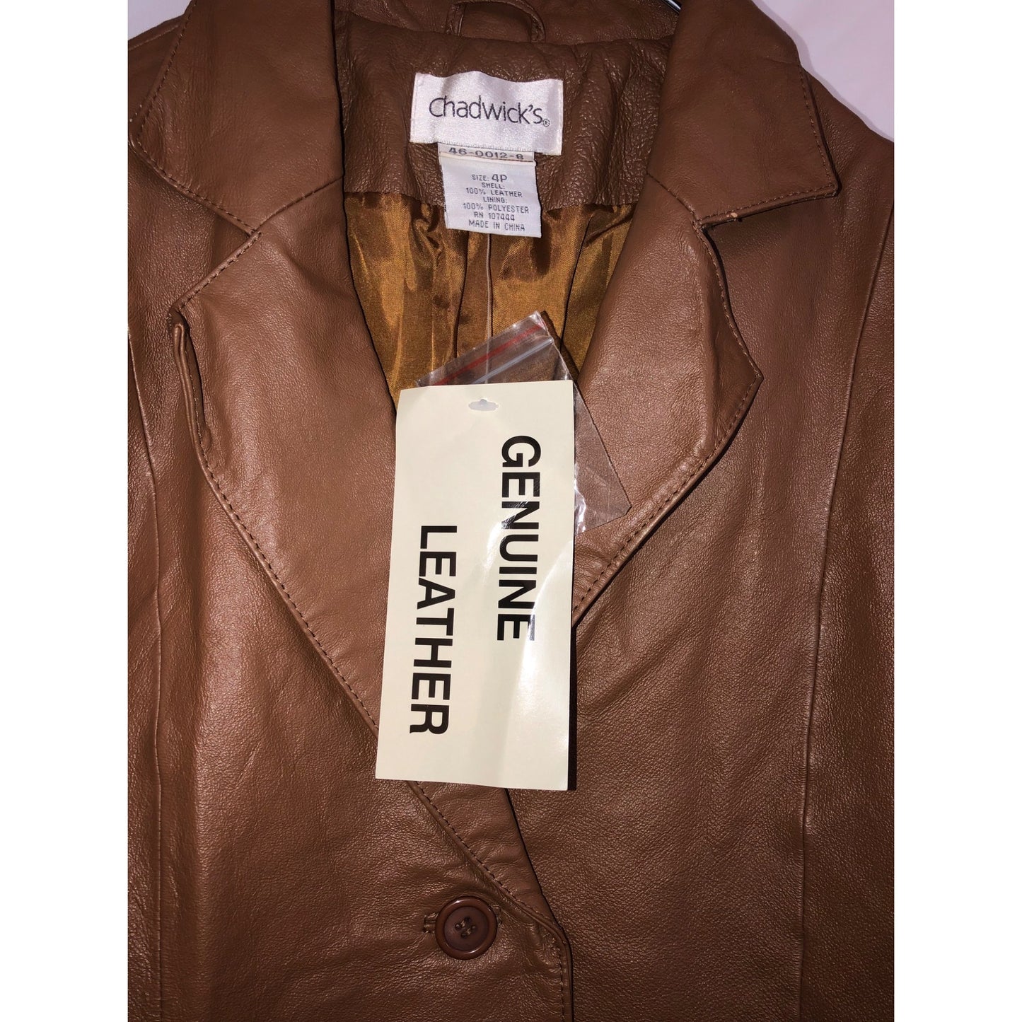 Chadwick's Brown Genuine Leather Jacket SIZE 4P NWT