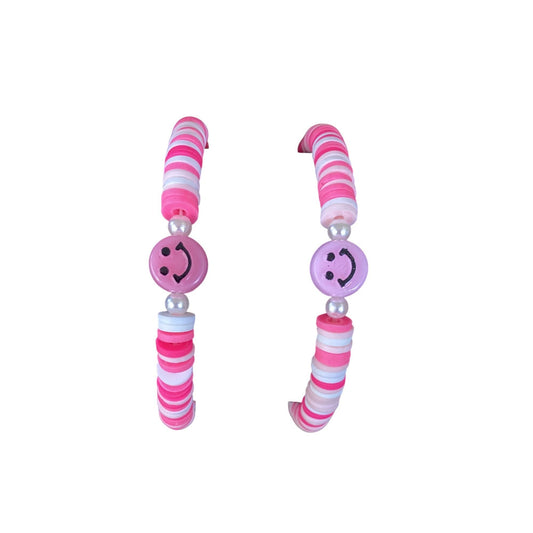 Adorable Handmade Beaded Bracelets Set Smiley face Design