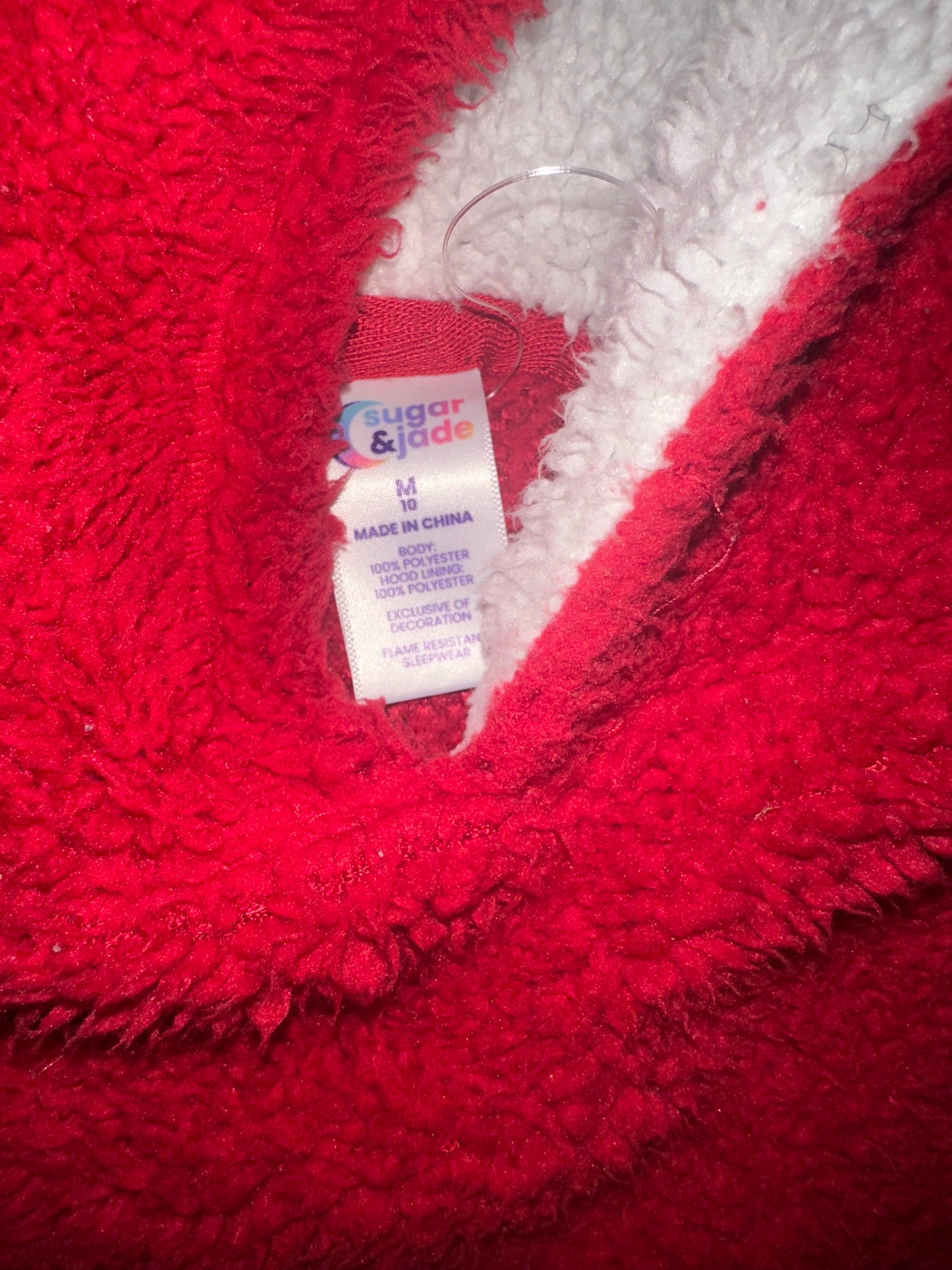 Sugar & Jade Tween Girls Santa Sherpa Hoodie Nightgown - red; Pre-Owned