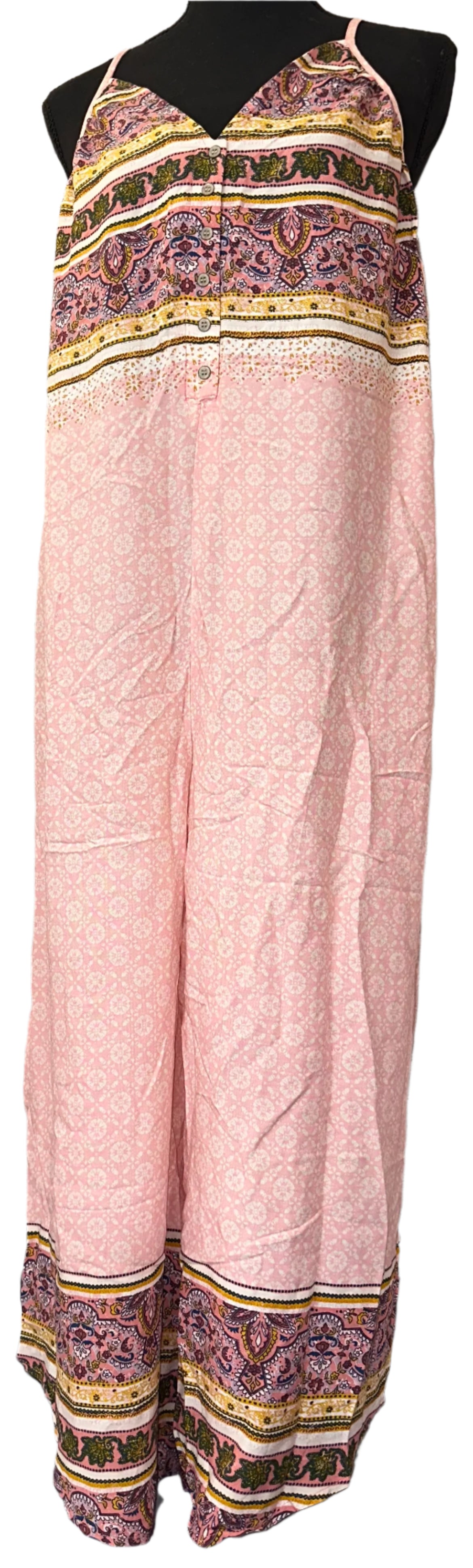 Eyeshadow Junior's Spaghetti Strap Button Sack Jumpsuit Size XL NWT