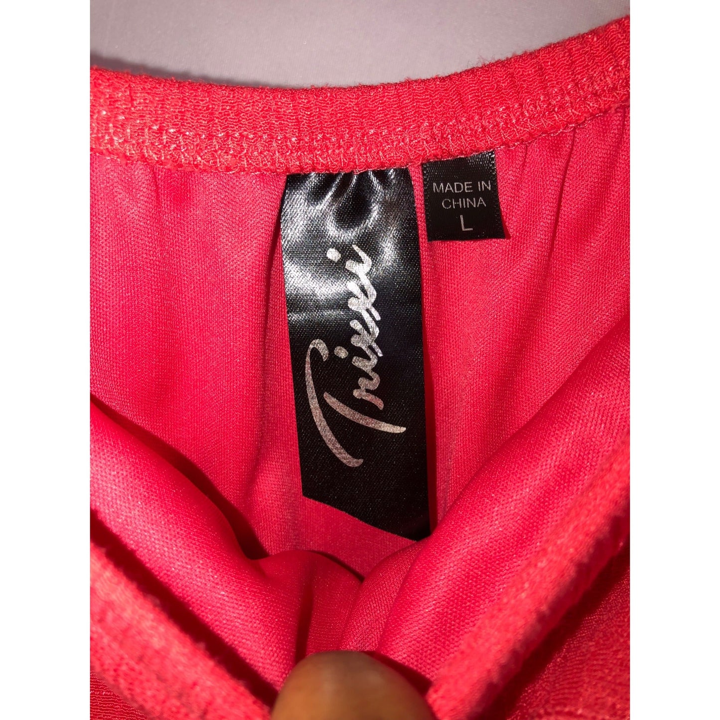 Trixxi Women's Coral(pink-orange) Strapless Tube Maxi Dress With Knitted Belt Size L-Pre-Owned