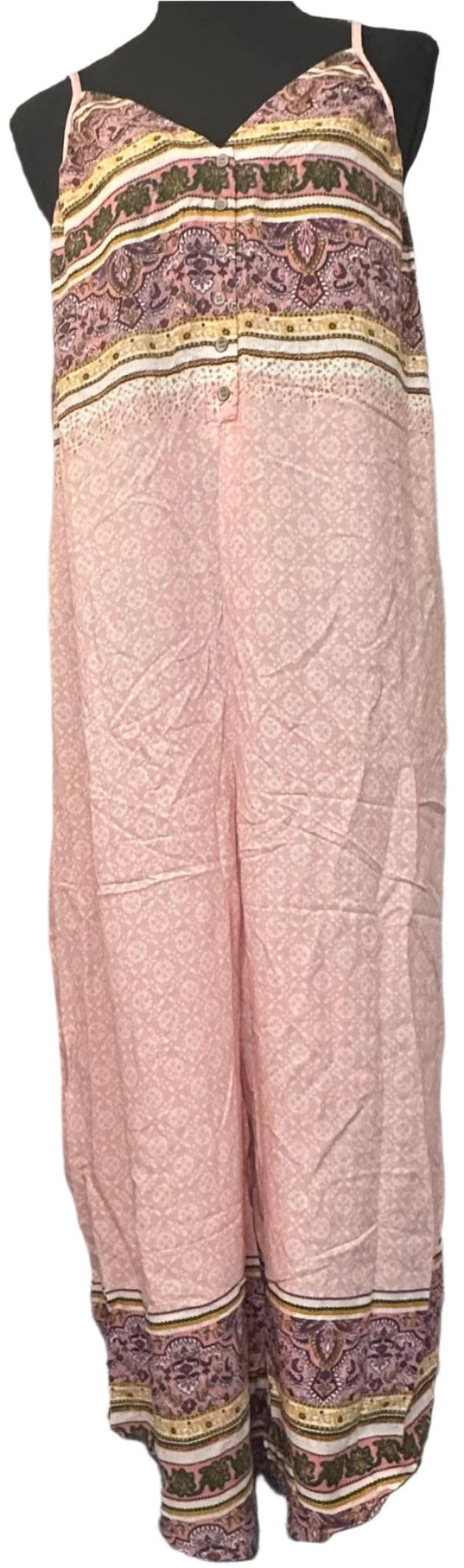 Eyeshadow Junior's Spaghetti Strap Button Sack Jumpsuit Size XL NWT