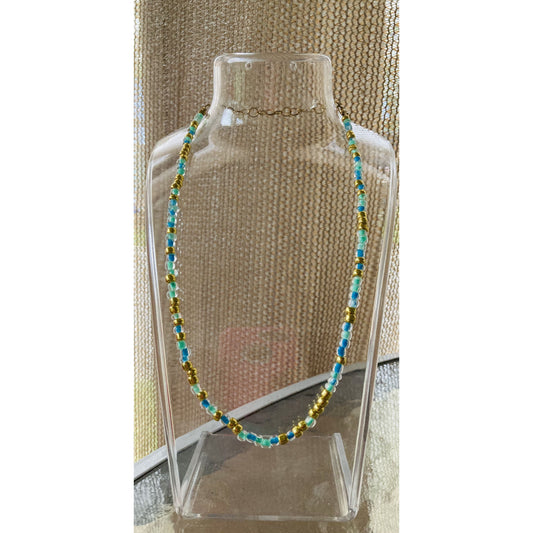 Beautiful Handmade Handmade Blue/Gold and Pink/Gold Seed Beads Fashion Necklaces
