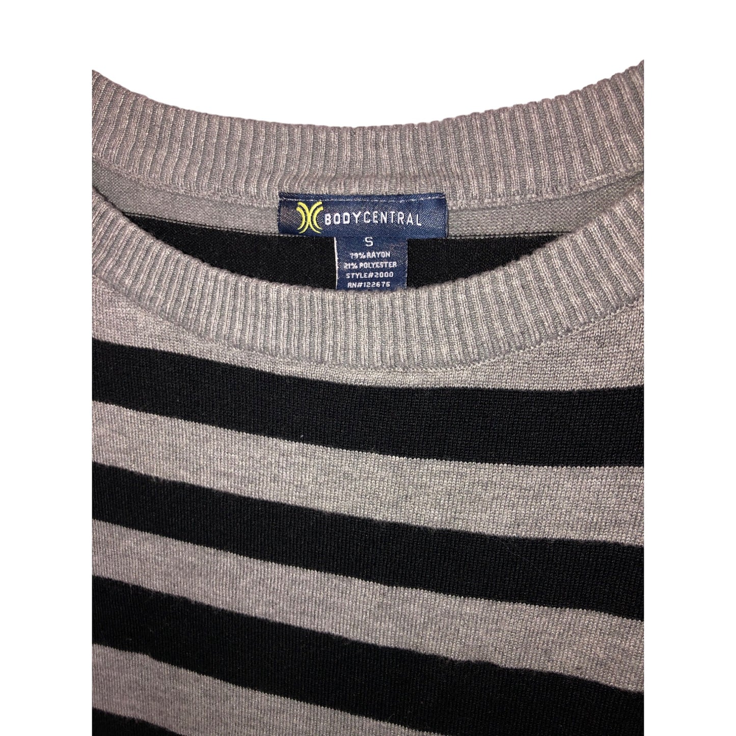 Body Central Women's Gray/Black Striped Sweater Dress Size S Pre-Owned