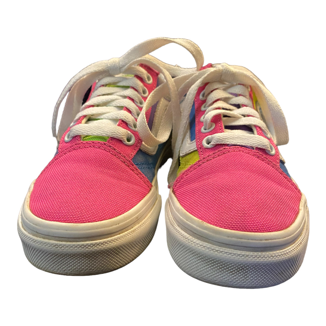 Vans Old Skool Youth Size 12.5 Neon Color-Block Skate Shoe - Pink / Purple / Yellow Pre-Owned