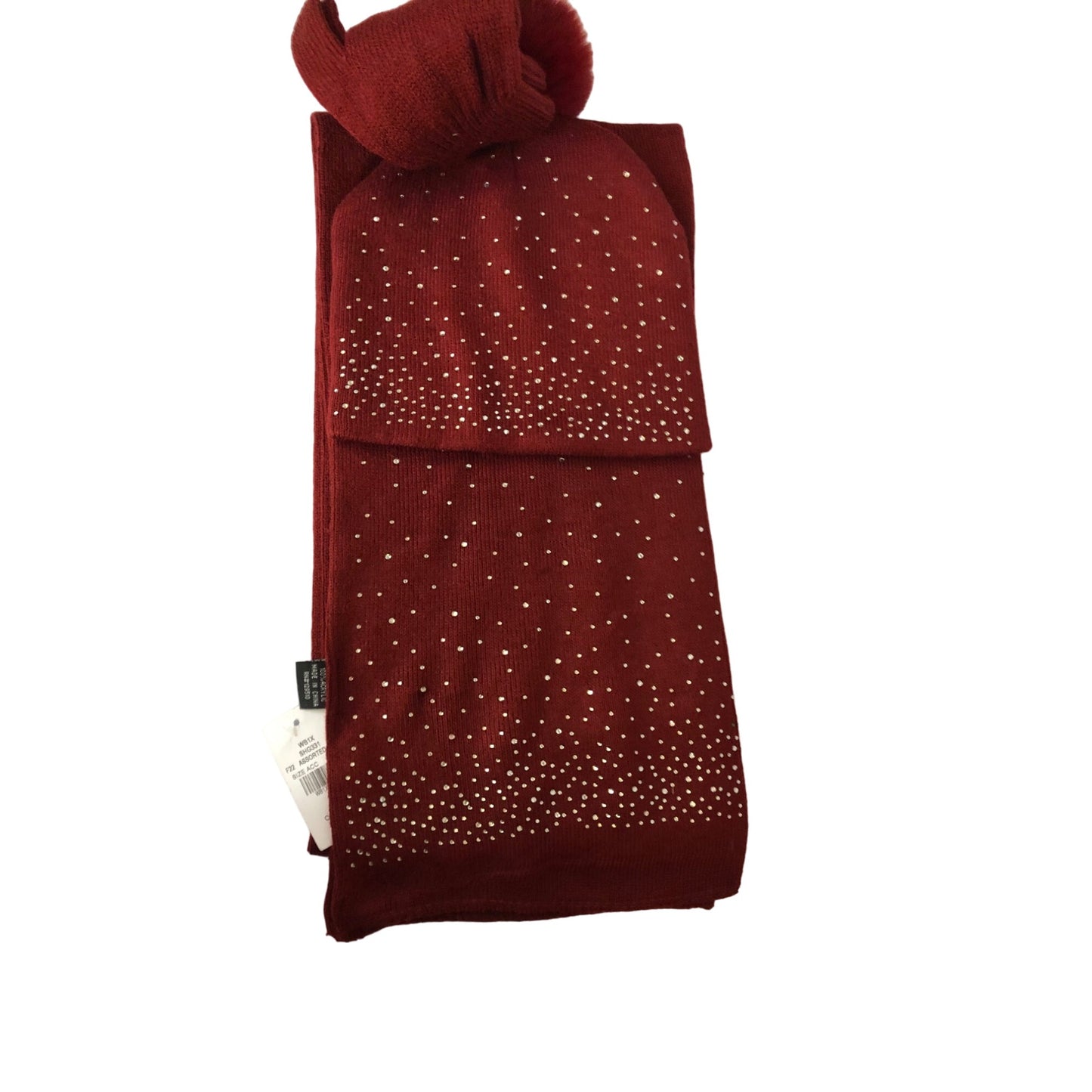 Burgundy  3 Piece Cozy Gloves Hat and Scarf Set One Size