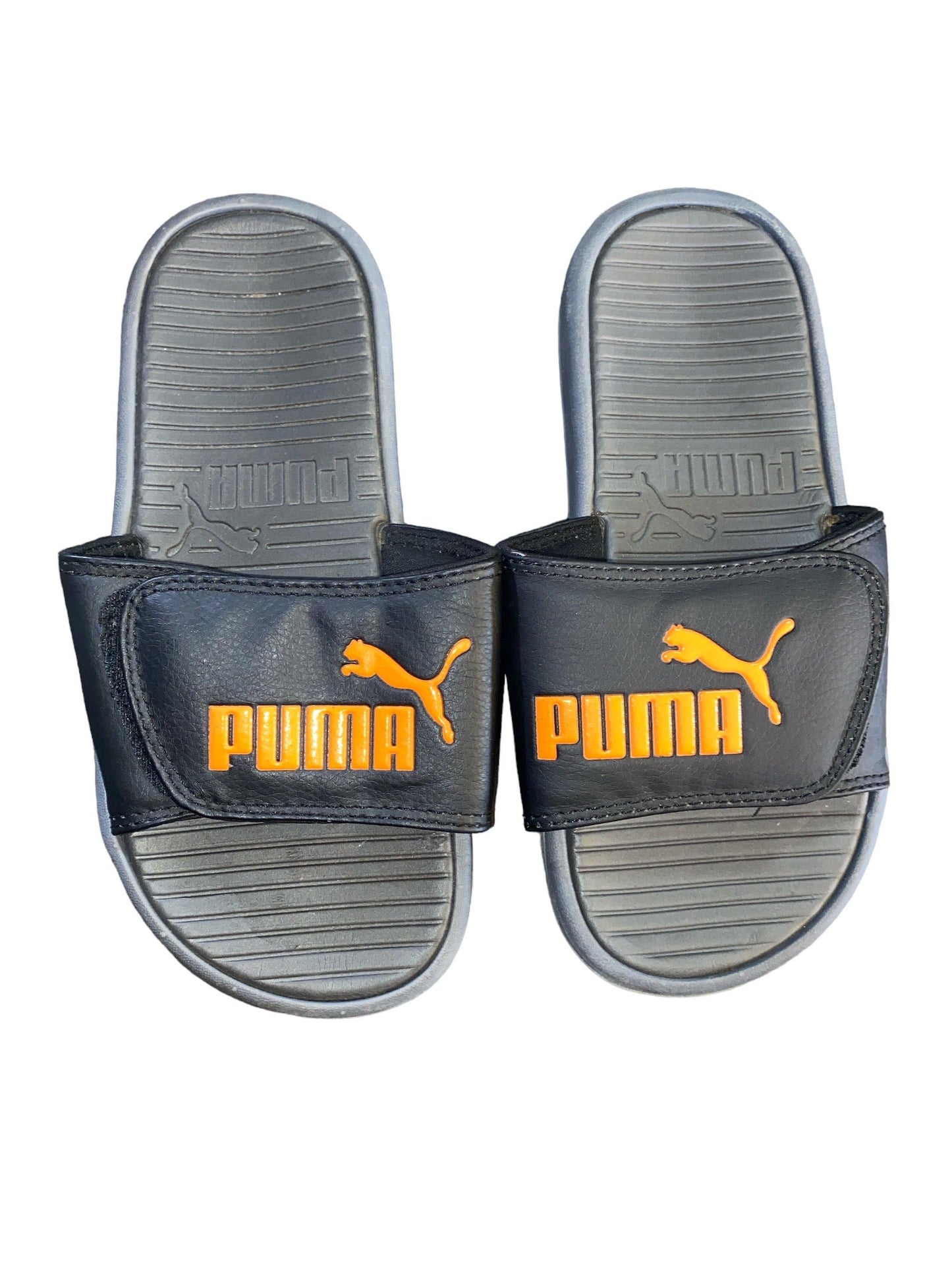 Puma Boys' Orange/Black/Gray Slides Size 3 Pre-Owned