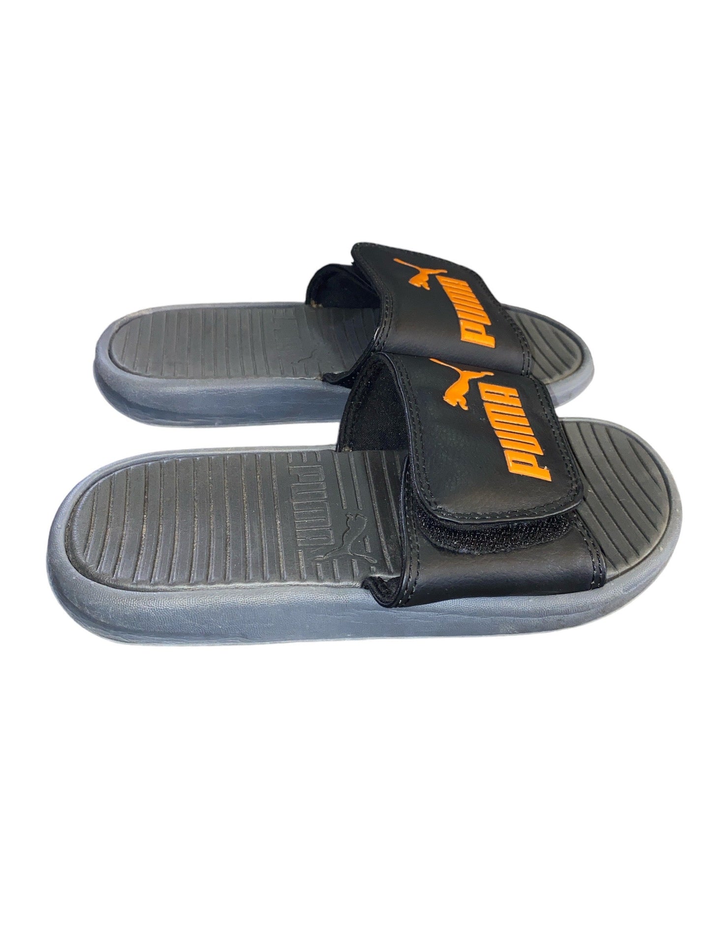 Puma Boys' Orange/Black/Gray Slides Size 3 Pre-Owned