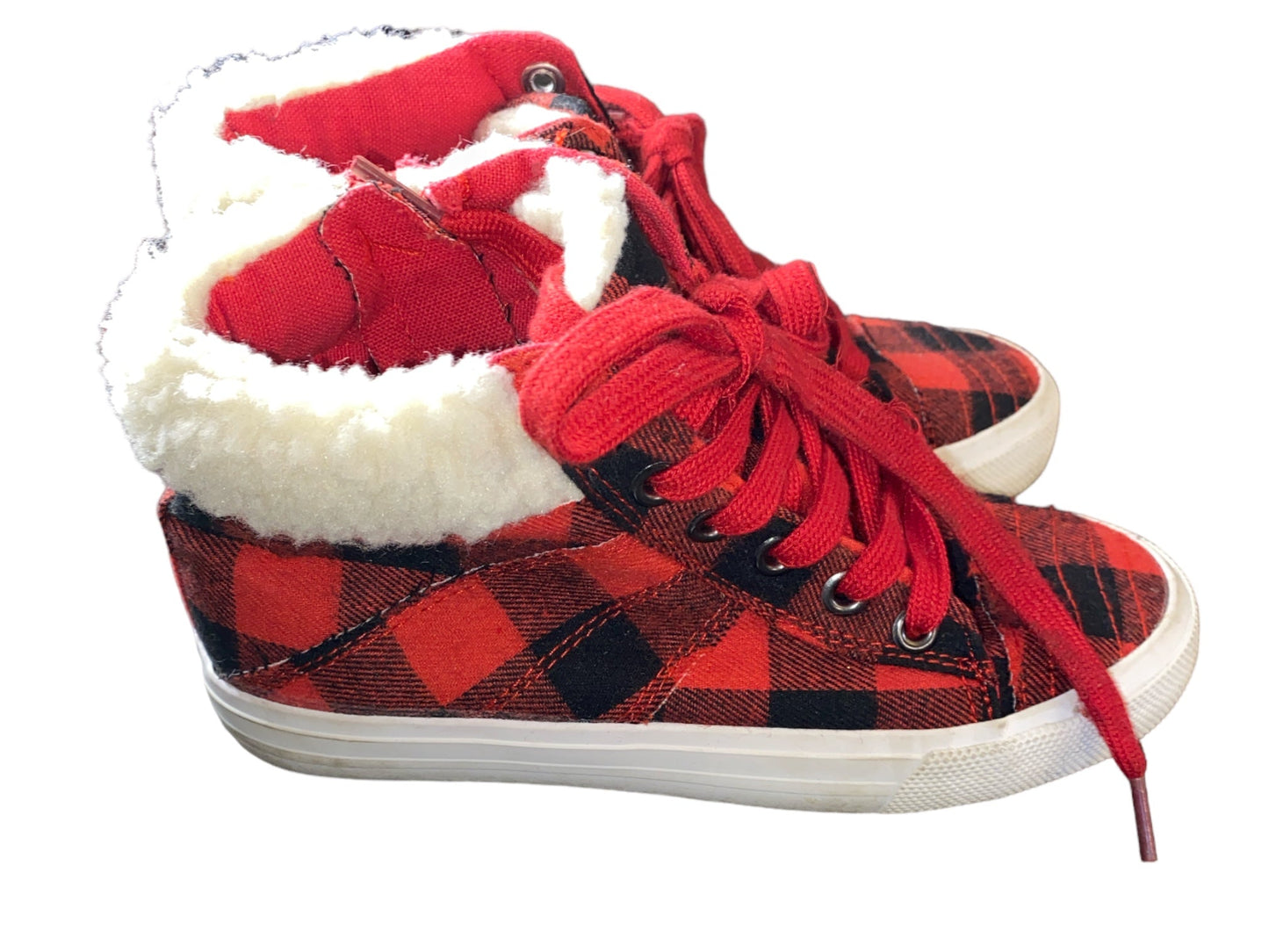 US Sports Girls' Buffalo Plaid Fleece High Top Size 1 Pre-Owned