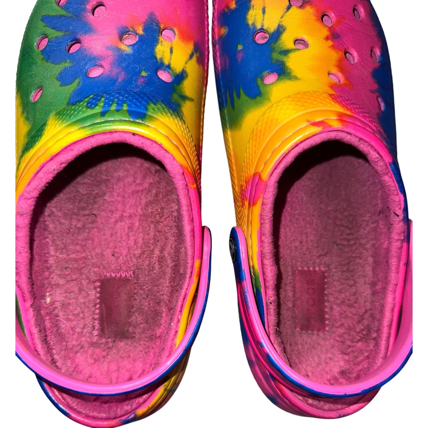 Crocs Classic Lined Tie Dye Clog 206341-6RW Electric Pink/Multi - 11 Women/9 Men