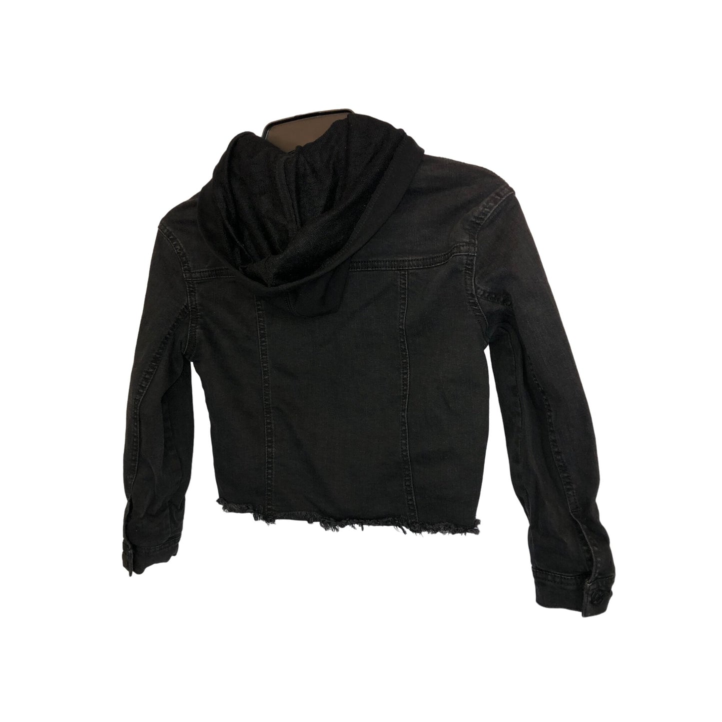 Justice Girl's Black Denim Hooded Jean Jacket Pre-Owned Size 8