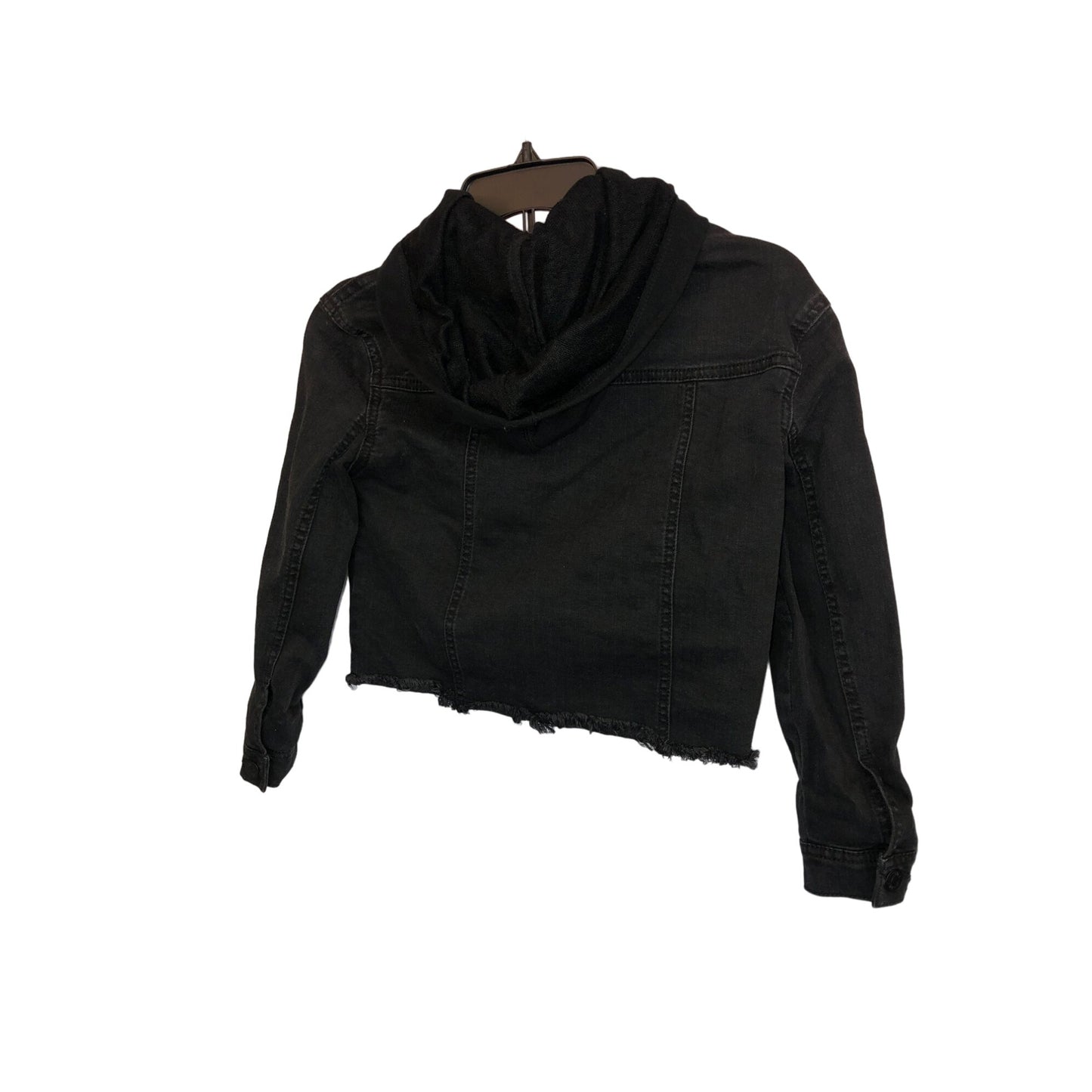 Justice Girl's Black Denim Hooded Jean Jacket Pre-Owned Size 8