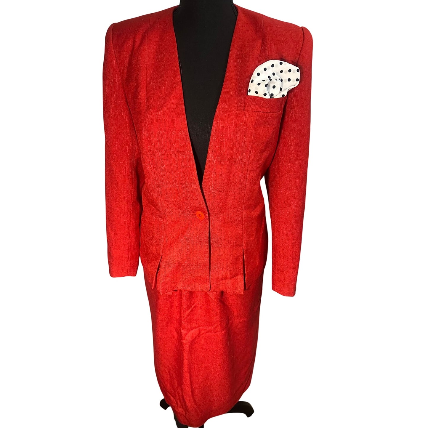 Vintage Sasson Women's Red Blazer & Skirt Suit Set Size 6 Pre-Owned