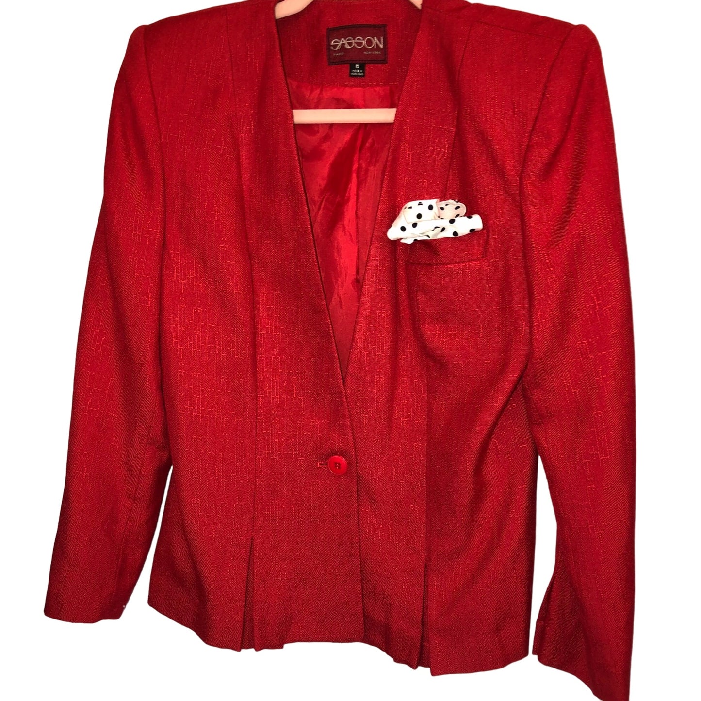 Vintage Sasson Women's Red Blazer & Skirt Suit Set Size 6 Pre-Owned