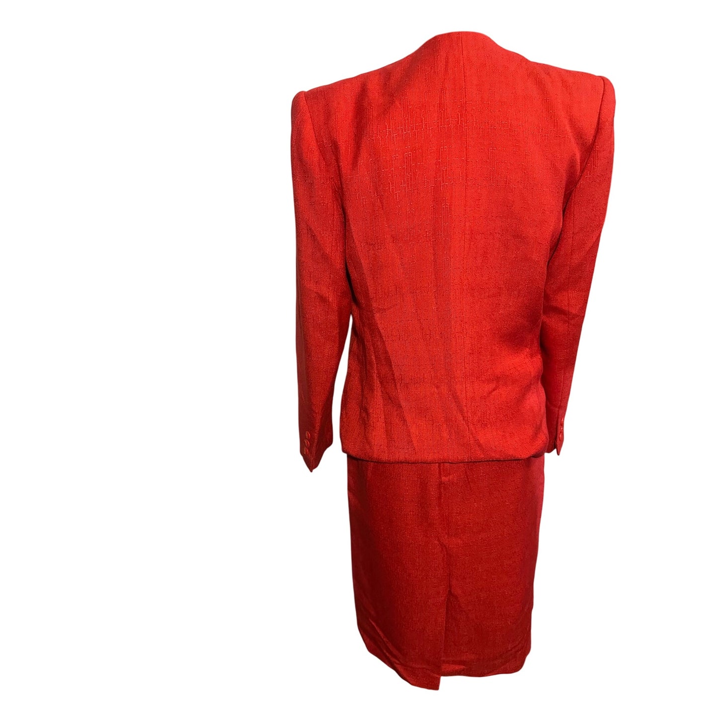 Vintage Sasson Women's Red Blazer & Skirt Suit Set Size 6 Pre-Owned