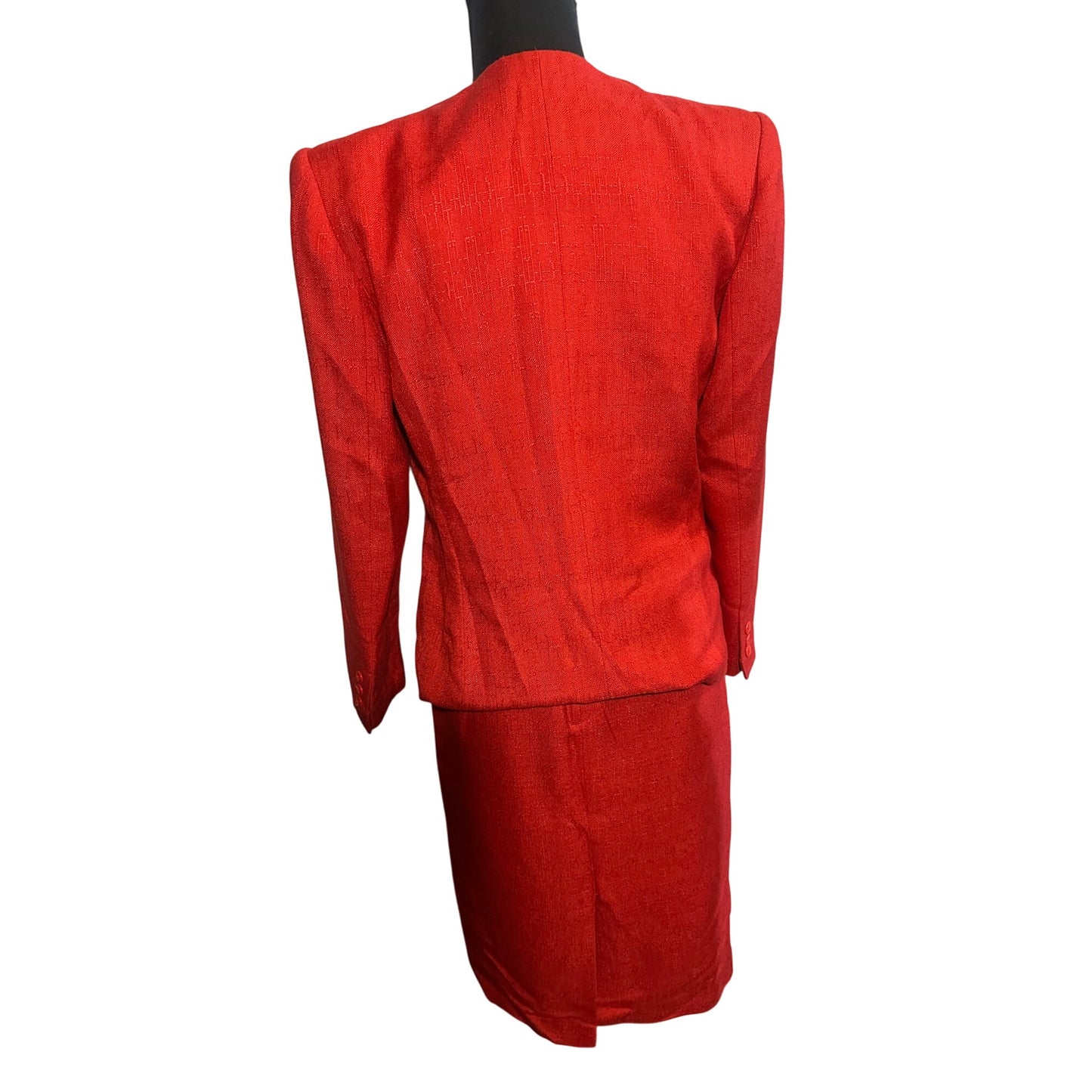 Vintage Sasson Women's Red Blazer & Skirt Suit Set Size 6 Pre-Owned