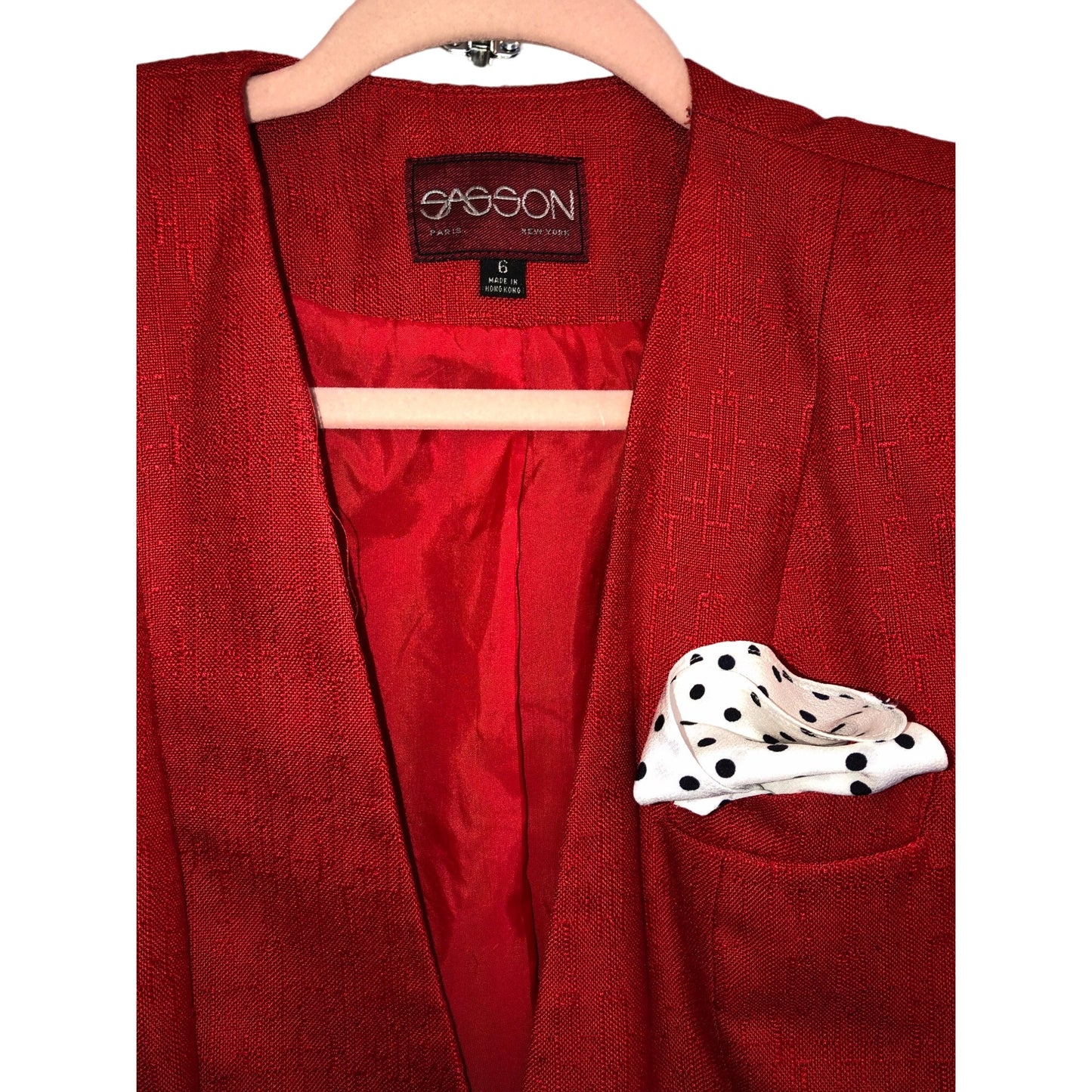 Vintage Sasson Women's Red Blazer & Skirt Suit Set Size 6 Pre-Owned