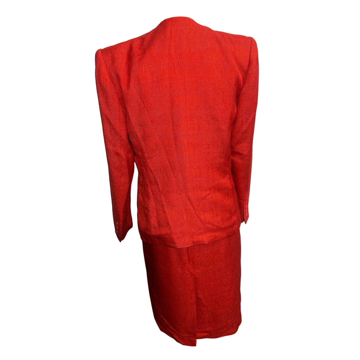 Vintage Sasson Women's Red Blazer & Skirt Suit Set Size 6 Pre-Owned