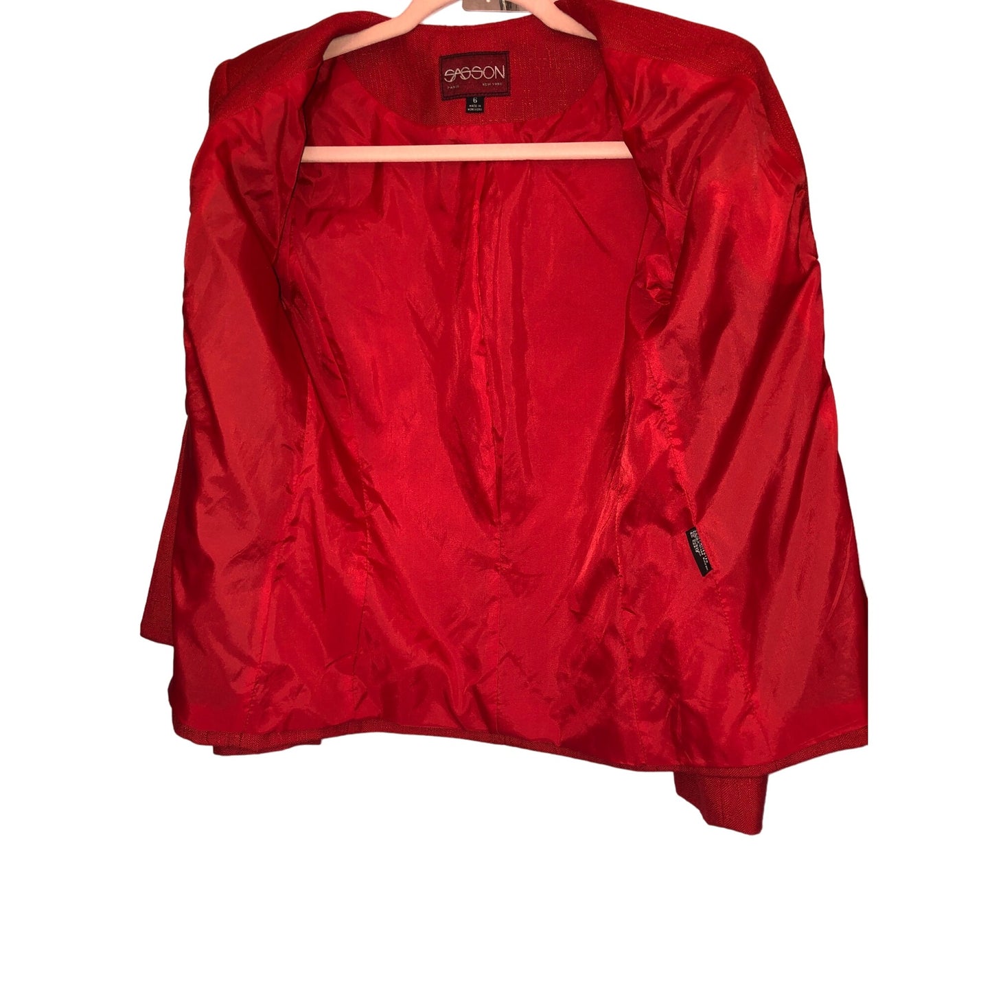 Vintage Sasson Women's Red Blazer & Skirt Suit Set Size 6 Pre-Owned