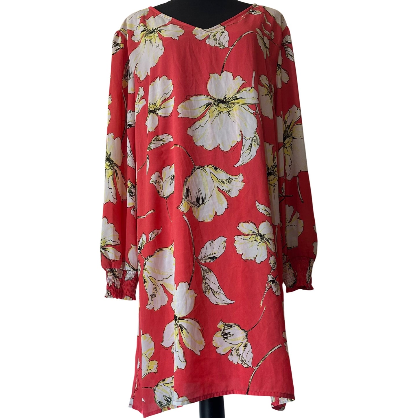Worthington Women's Warm Spring Teaberry Floral Print Mini Dress - Size XXL
