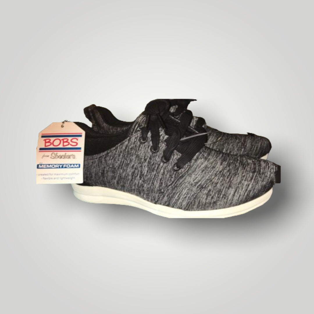 Bobs From Skechers With Memory Foam Black/White Tie Up Sneaker - Variety Sales Etc.
