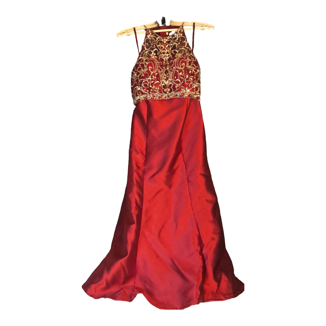 Strapless Dancing Queen Red Special Occasion Dress Mermaid Style with beaded T-Back cover cardigan