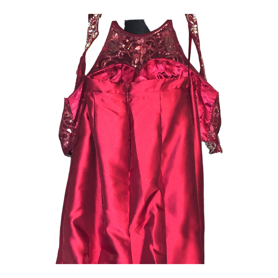 Strapless Dancing Queen Red Special Occasion Dress Mermaid Style with beaded T-Back cover cardigan