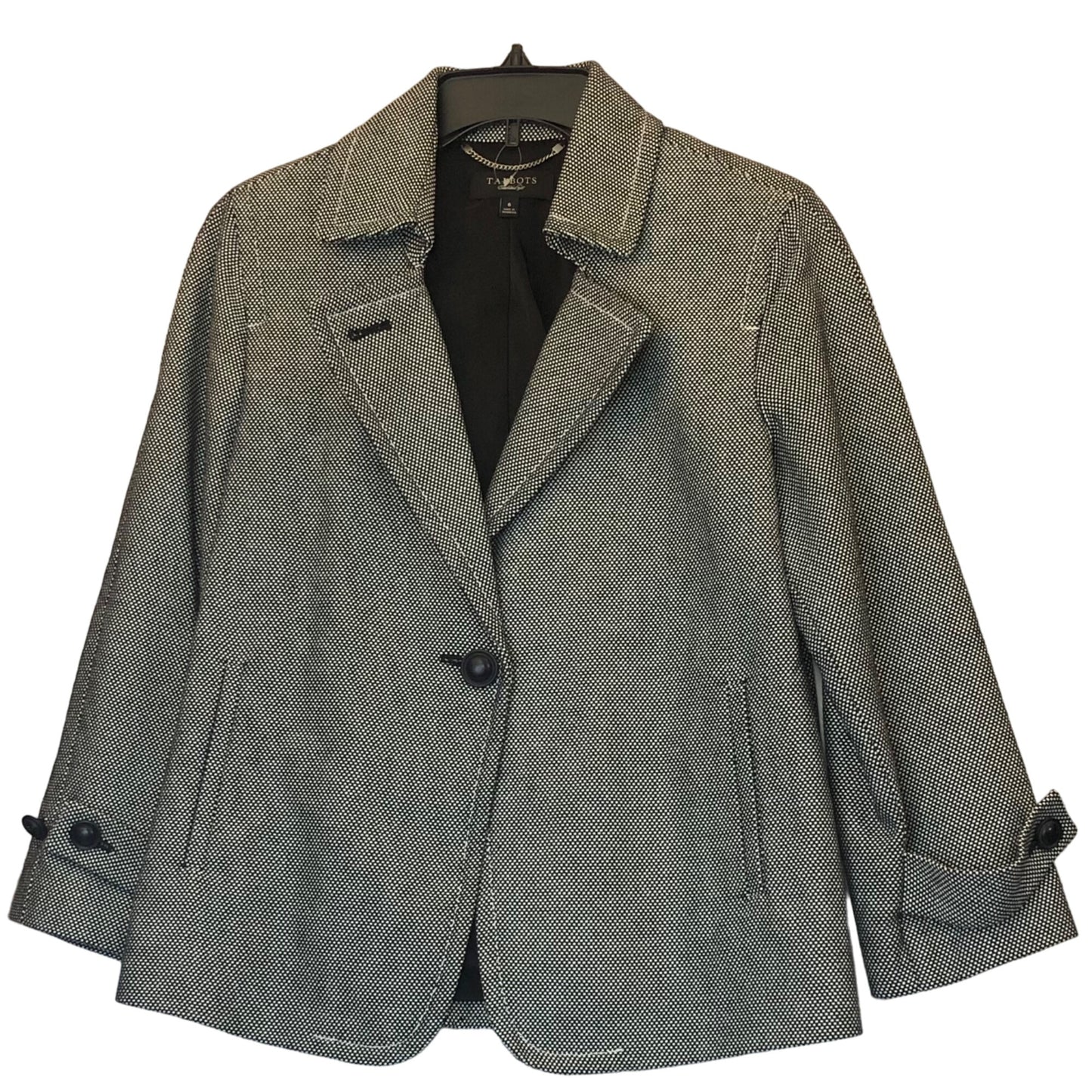 Talbots size 6 black & white swing jacket blazer Pre-Owned
