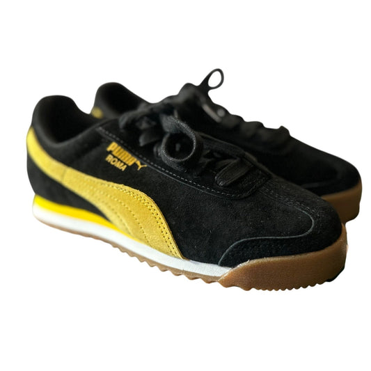 PUMA Roma Gents PS Black/Yellow Suede Youth Size 3C 367218 NWB