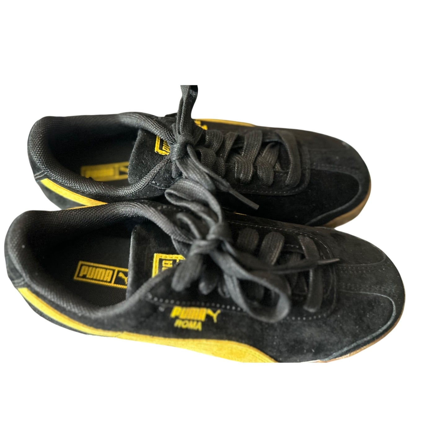 PUMA Roma Gents PS Black/Yellow Suede Youth Size 3C 367218 NWB