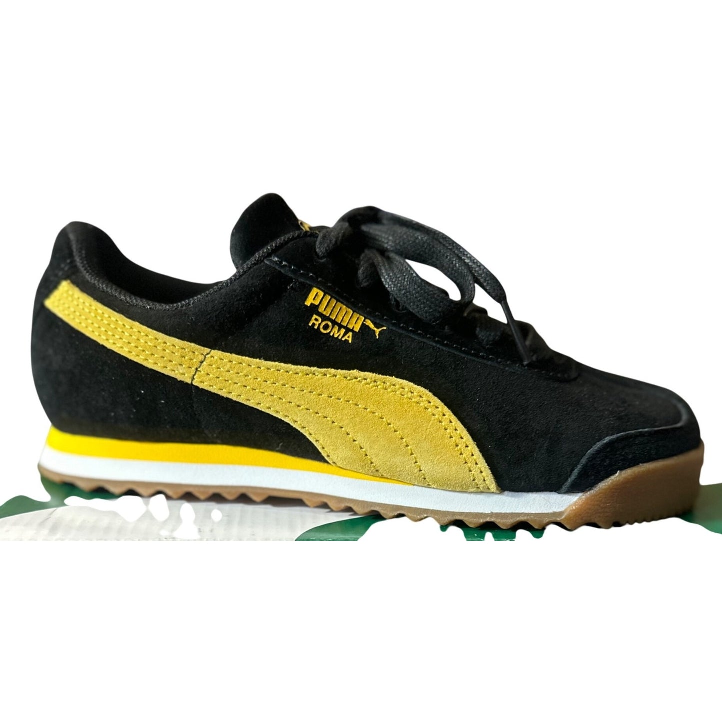 PUMA Roma Gents PS Black/Yellow Suede Youth Size 3C 367218 NWB