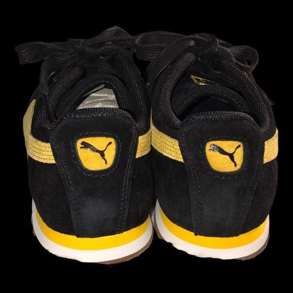 PUMA Roma Gents PS Black/Yellow Suede Youth Size 3C 367218 NWB