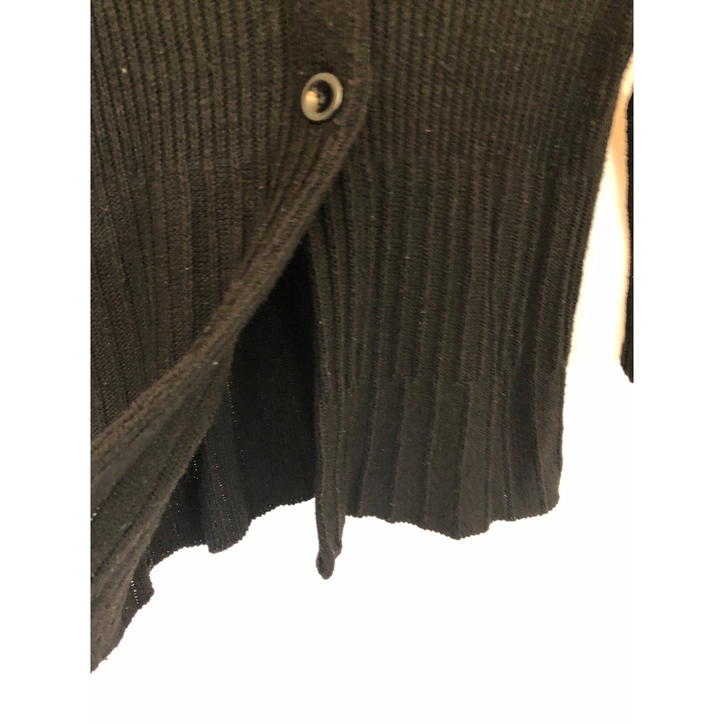 Kim Rogers Black 3 Big Front Buttons 3/4 Bell Sleeves Sweater Cardigan Pre-Owned Size L