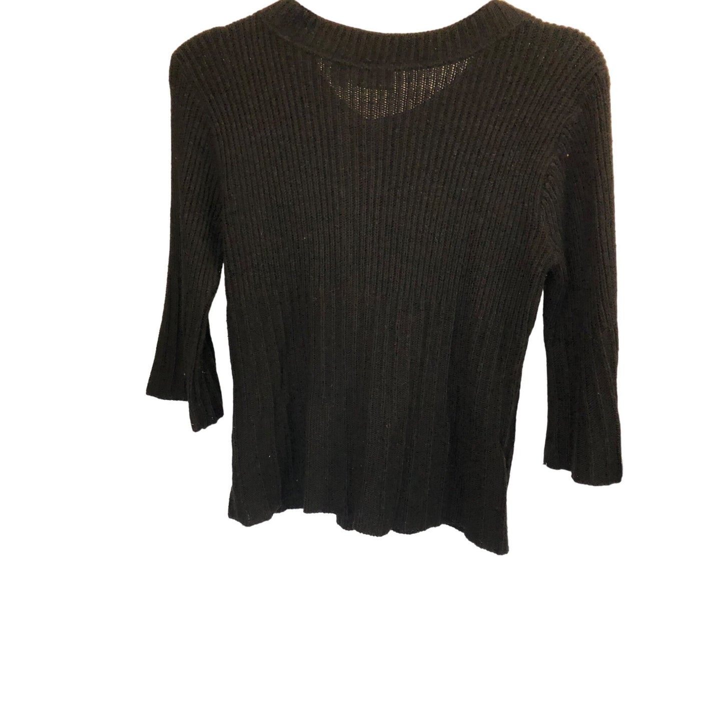 Kim Rogers Black 3 Big Front Buttons 3/4 Bell Sleeves Sweater Cardigan Pre-Owned Size L