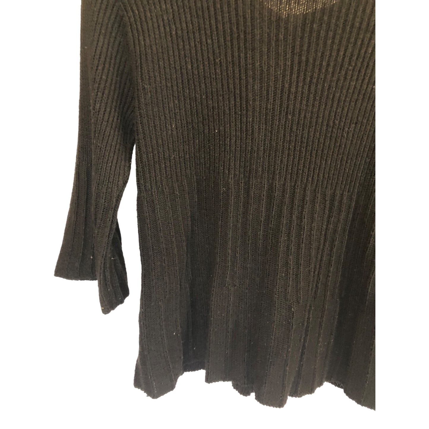 Kim Rogers Black 3 Big Front Buttons 3/4 Bell Sleeves Sweater Cardigan Pre-Owned Size L