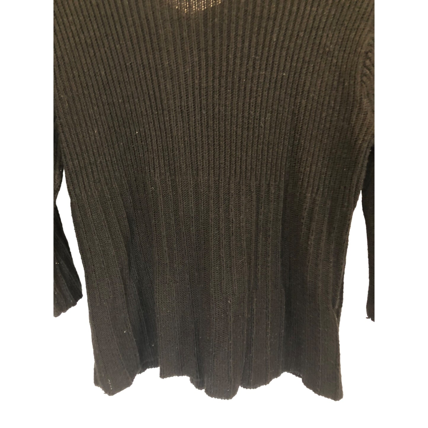 Kim Rogers Black 3 Big Front Buttons 3/4 Bell Sleeves Sweater Cardigan Pre-Owned Size L