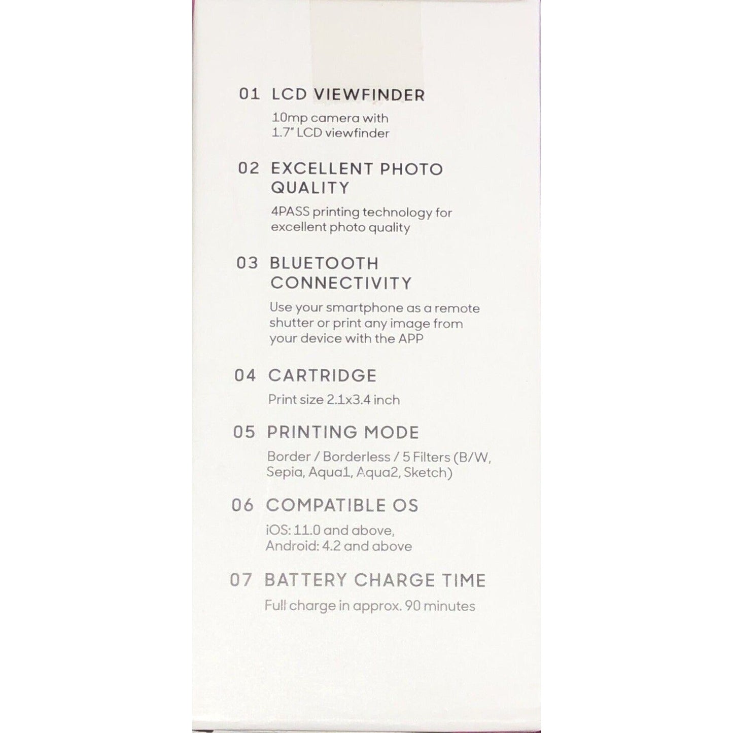 SHARPER IMAGE Instant Print Camera, 2.1" x 3.4" Print, 4Pass Tech, Pink - Variety Sales Etc.