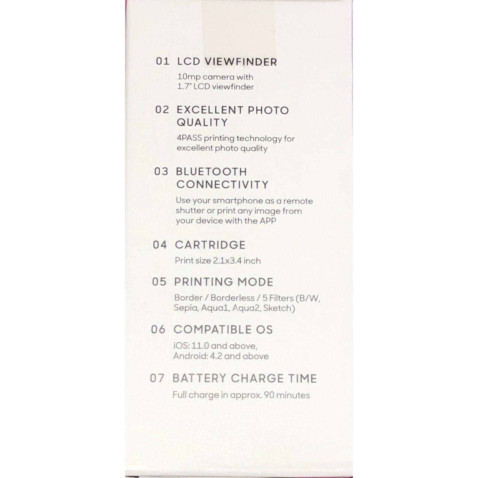 SHARPER IMAGE Instant Print Camera, 2.1" x 3.4" Print, 4Pass Tech, Pink - Variety Sales Etc.