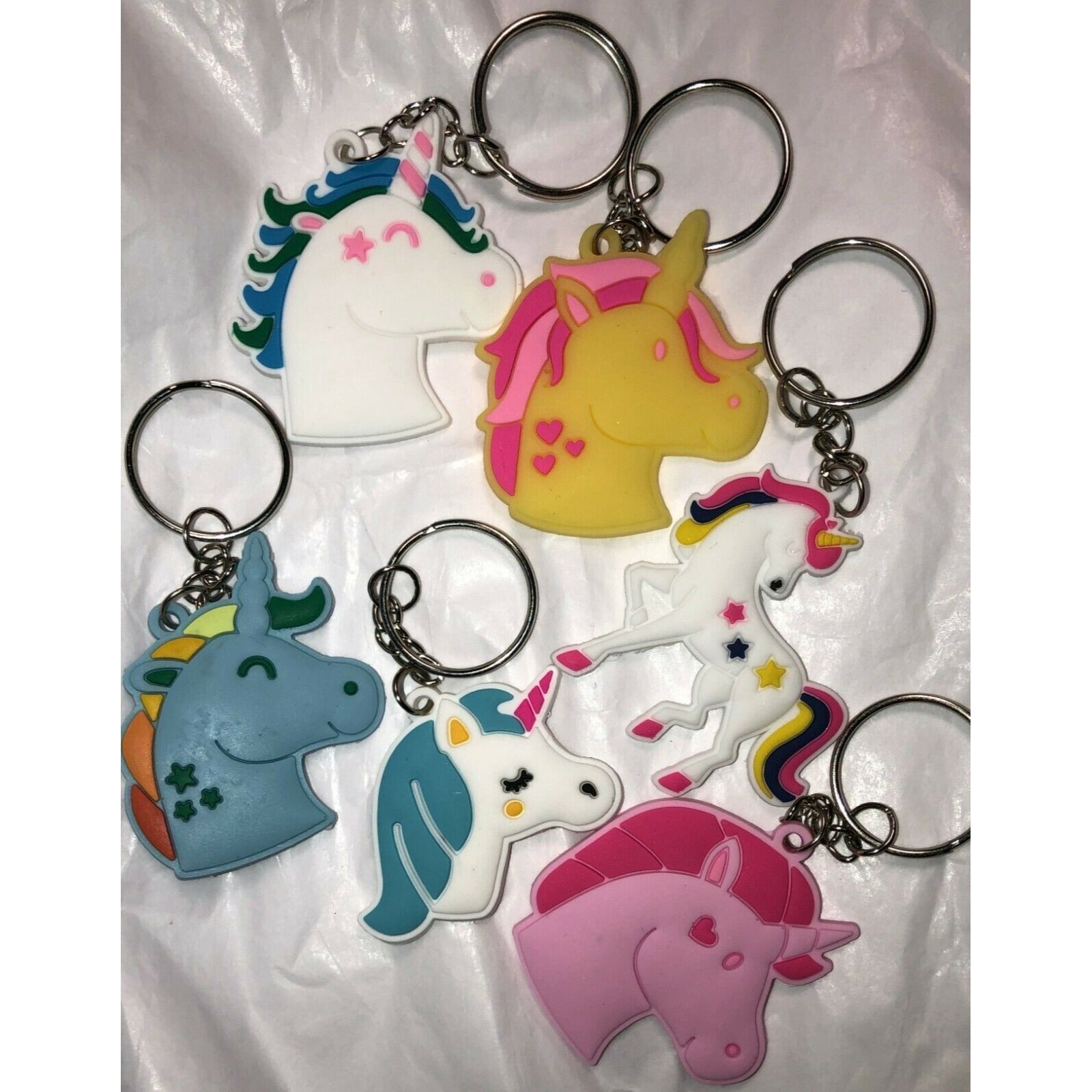 OHill Lot of 6 Rainbow Unicorn Key Chains Key Ring - Variety Sales Etc.