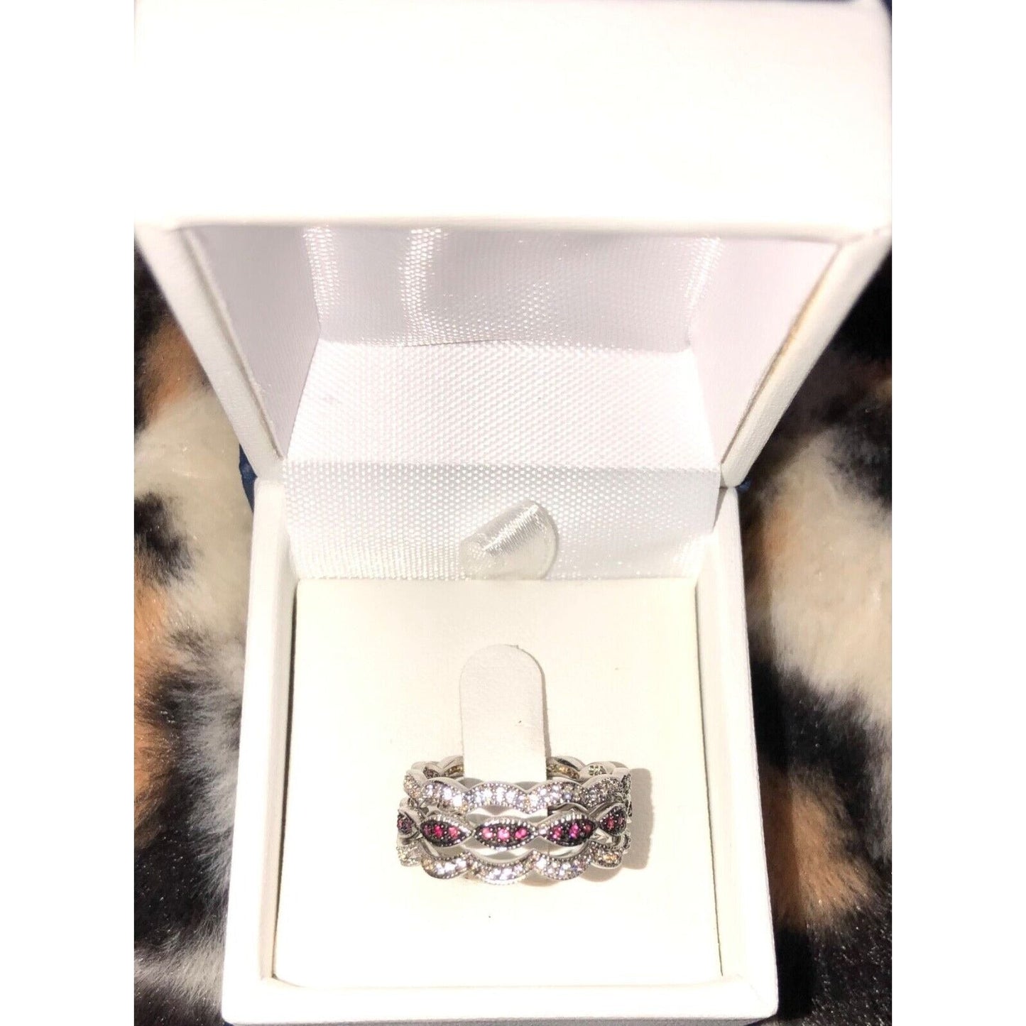 Sofia B. Women's Sterling Silver Created Ruby 3-Ring Set - White - Variety Sales Etc.