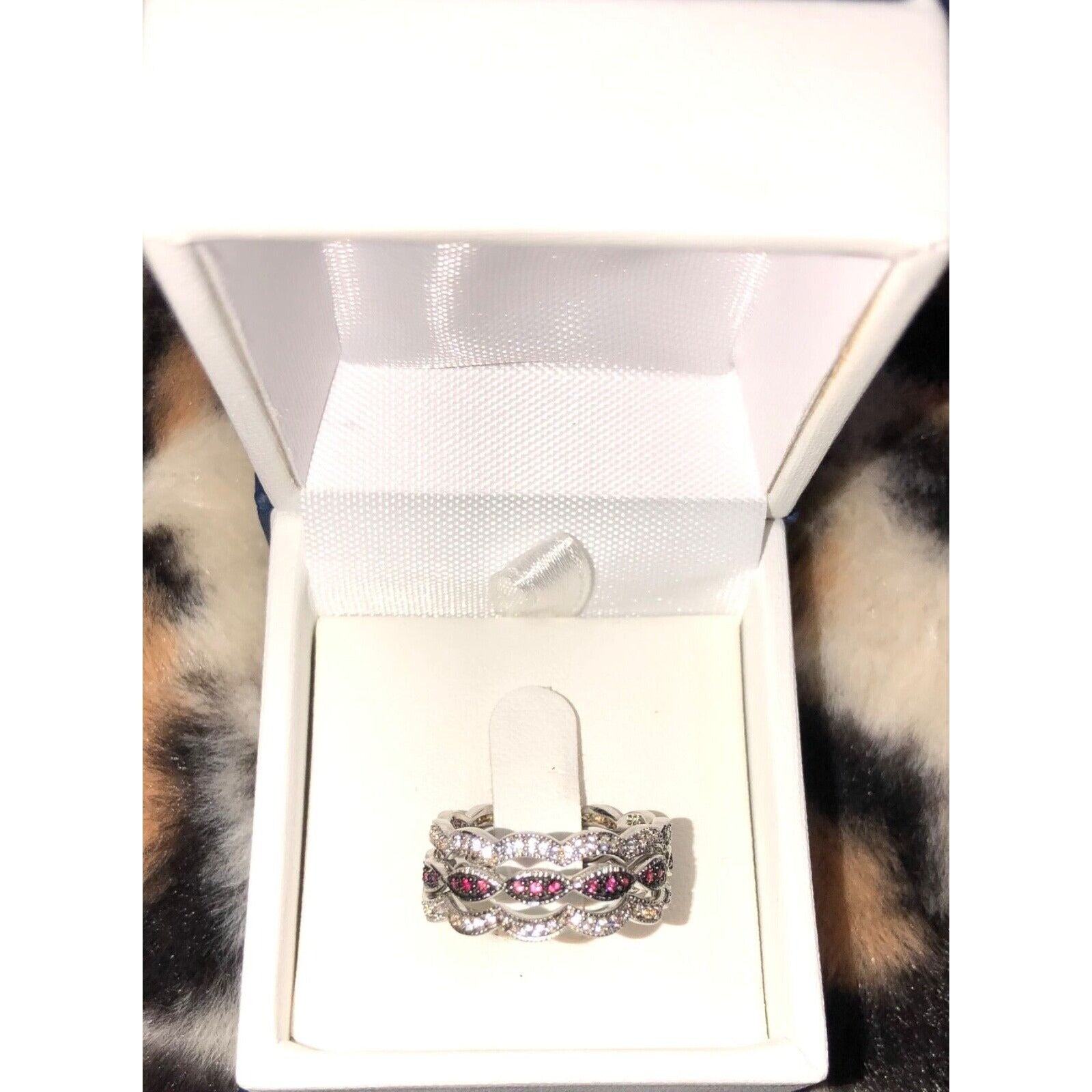 Sofia B. Women's Sterling Silver Created Ruby 3-Ring Set - White - Variety Sales Etc.