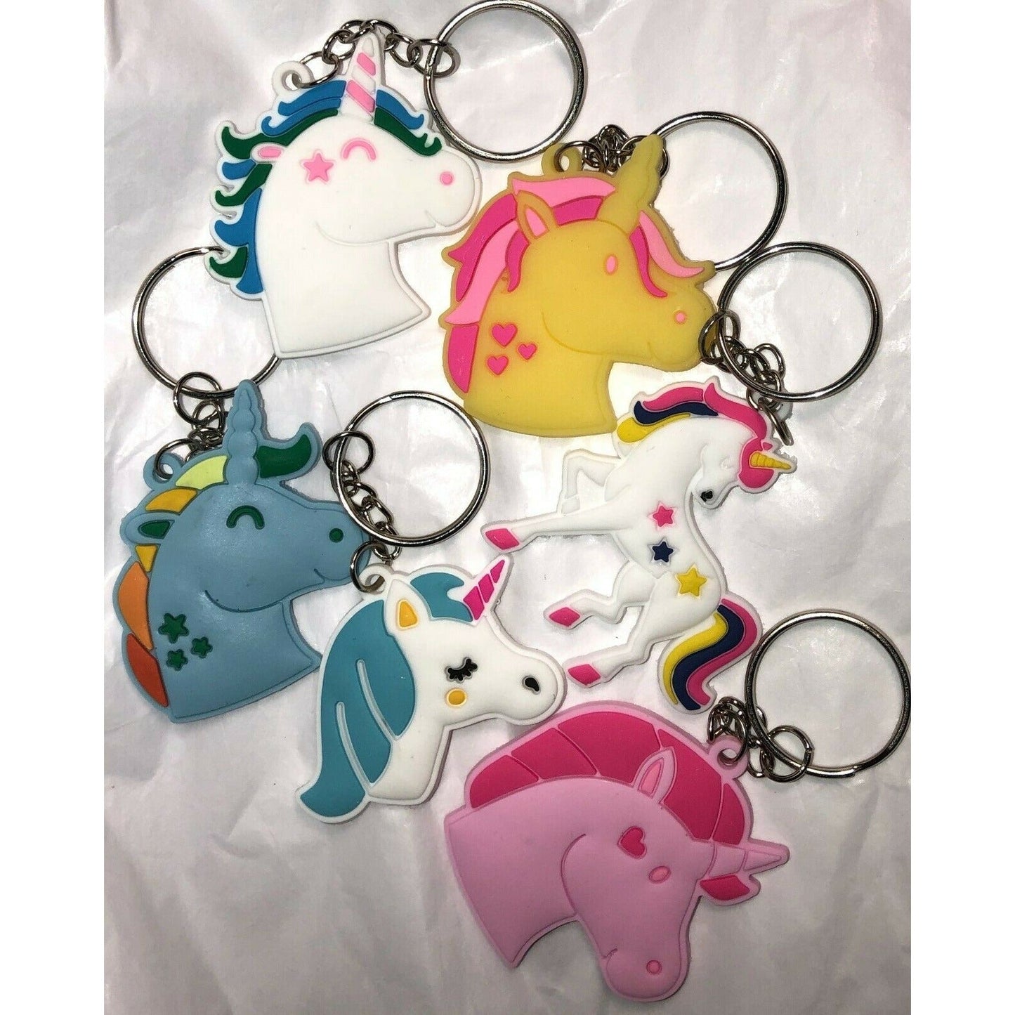OHill Lot of 6 Rainbow Unicorn Key Chains Key Ring - Variety Sales Etc.